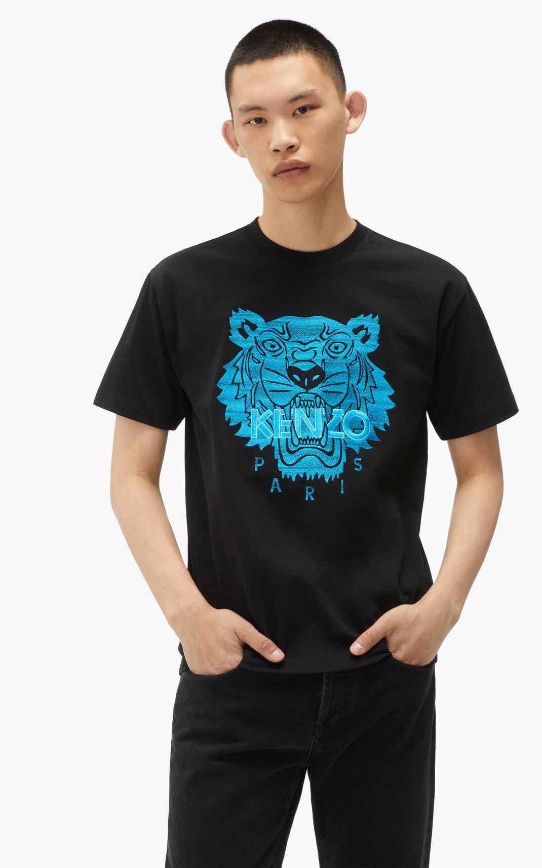 Kenzo Tiger loose fitting T Shirt Black For Mens 0914FEWPL
